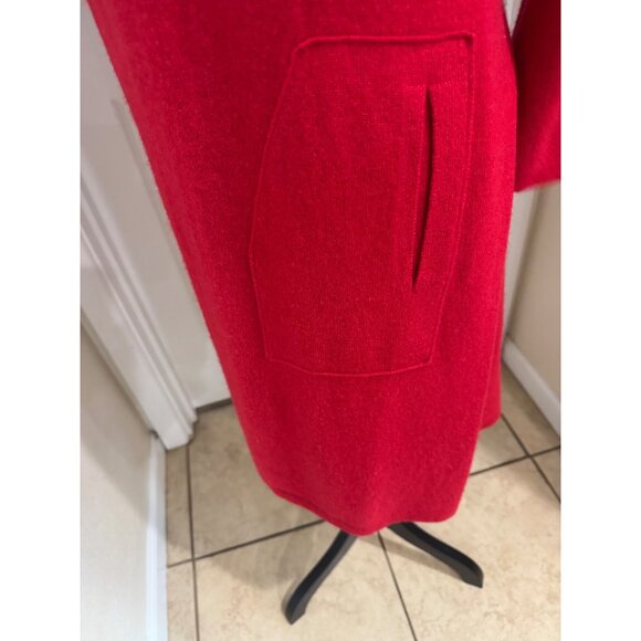 Neiman Marcus Cashmere Collection Red Open Front Long Cardigan Sweater Luxury - Picture 8 of 9